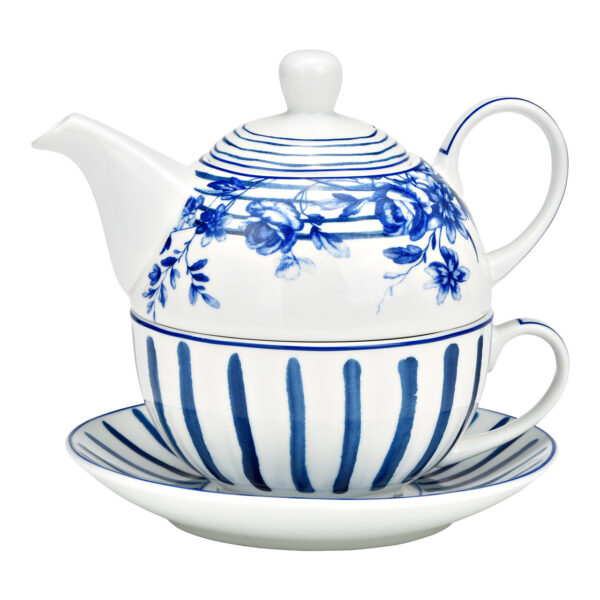 Juego de 3 teteras de porcelana azul (An./Al./Pr.) 13x15x13cm