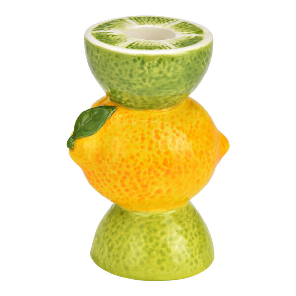 Candelabro lima, limón de cerámica amarillo (An./Al./Pr.) 8x11x6cm