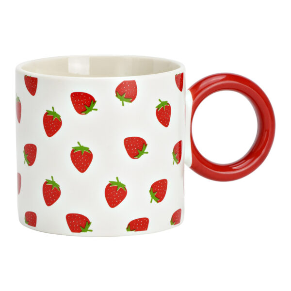 Taza de porcelana fresa roja (An./Al./Pr.) 14x9x8cm 330ml