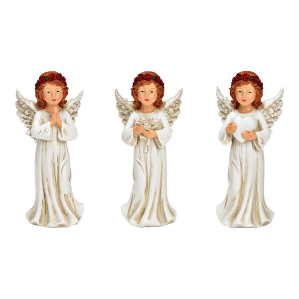 Figura de ángel de policarbonato triple, color blanco (ancho/alto/profundidad) 5 x 12 x 5 cm