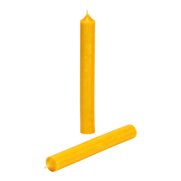 Vela de palo cera color amarillo curry (H) 18cm Ø2cm Tiempo de combustión aprox. 8 horas.