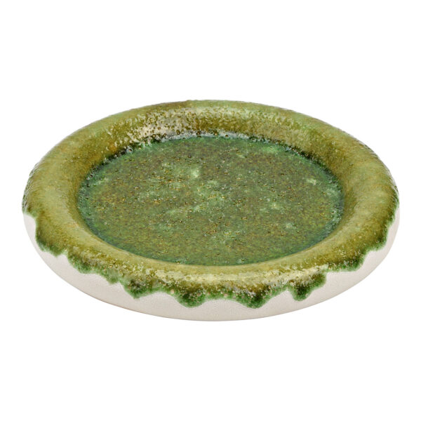 Plato decorativo de cerámica, color verde (An./Al./Pr.) 24x3x24cm