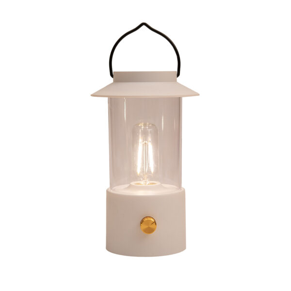 Lámpara de mesa redonda IP44, LED incluido, cable USB 80cm, plástico, blanco, 9x24x9cm