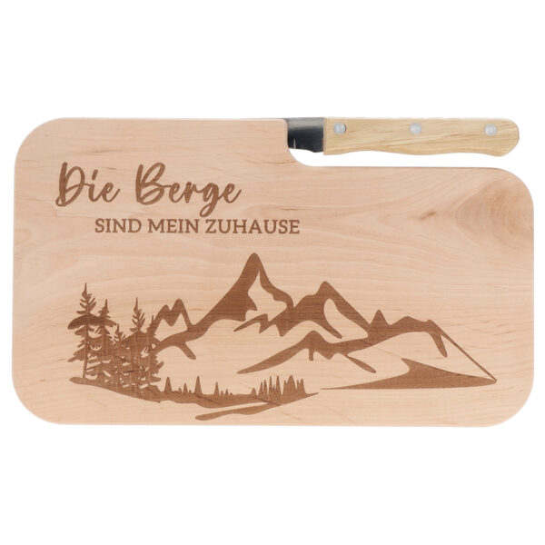 Tabla para cuchillos ''Die Berge sind mein Zuhause'' de madera, natural (an/al/pr) 26x1x15cm