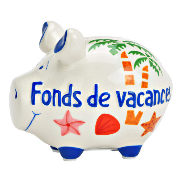 KCG Sparschwein "Fonds de vacances" aus Keramik, Bunt (B/H/T) 12x9x9cm