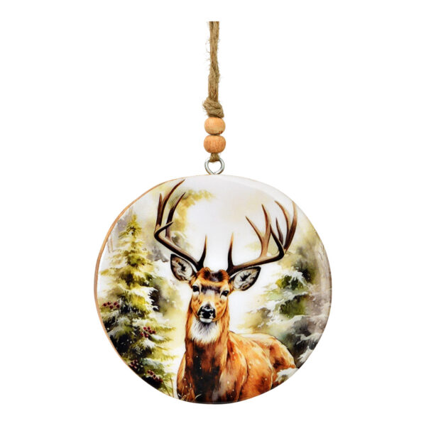 Para colgar Hirsch aus Mangoholz, Natur (B/H/T) 10x10x1cm
