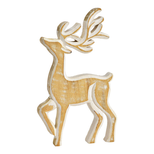 Aufsteller Hirsch aus Mangoholz, Natur (B/H/T) 15x25x2cm