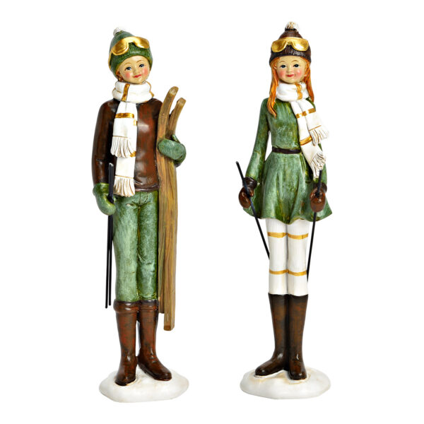 Figura Kinder mit Skier aus Poly, 2-fach, Bunt (B/H/T) 5x22x5cm