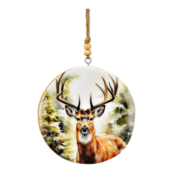 Para colgar Hirsch Dekor aus Mangoholz, Natur (B/H/T) 12x12x1cm