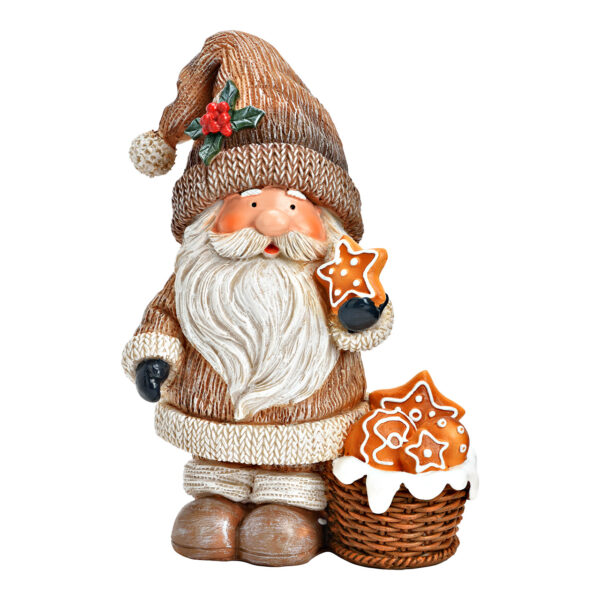 Figura Wichtel mit Lebkuchen aus Poly, (B/H/T) 10x15x7cm