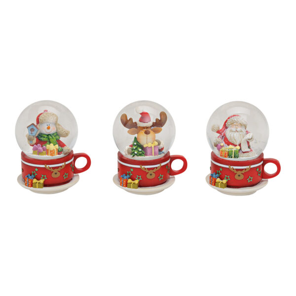 Bola de nieve de Papá Noel, alce y muñeco de nieve, 3 unidades, de policarbonato y vidrio, 6 cm