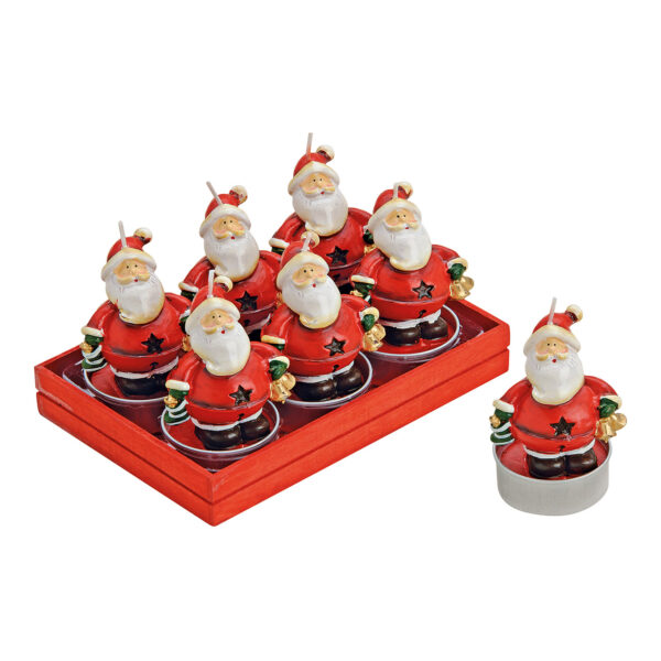 Juego de velas de té de 6 piezas de Papá Noel de 6 x 4 cm