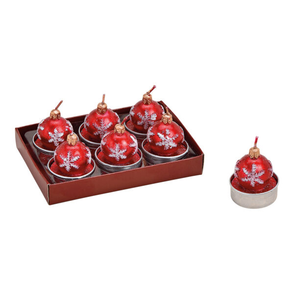 Juego de velas de té con forma de bola de Navidad, 6 uds., 3,5 x 5 cm