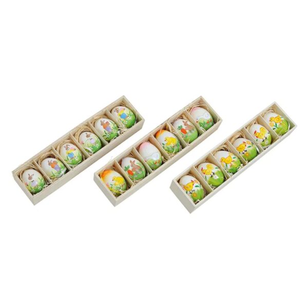 Juego de huevos de Pascua naturales para colgar en caja de cartón, 6 piezas, 3 unidades, 6 cm
