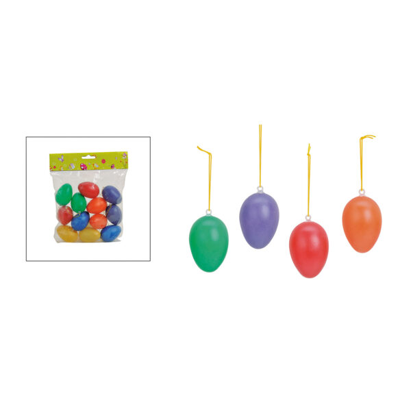 Juego de huevos de plástico de 12 piezas para colgar de 6 cm